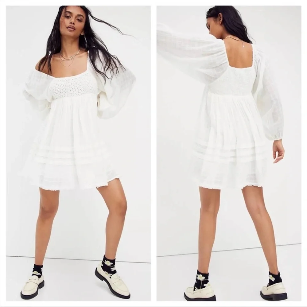 Free People White Long Sleeve Dress - Picture 1 of 8